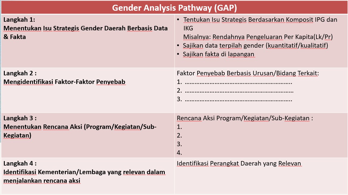 Penyusunan Gender Analysis Pathway (GAP)